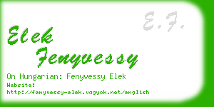 elek fenyvessy business card